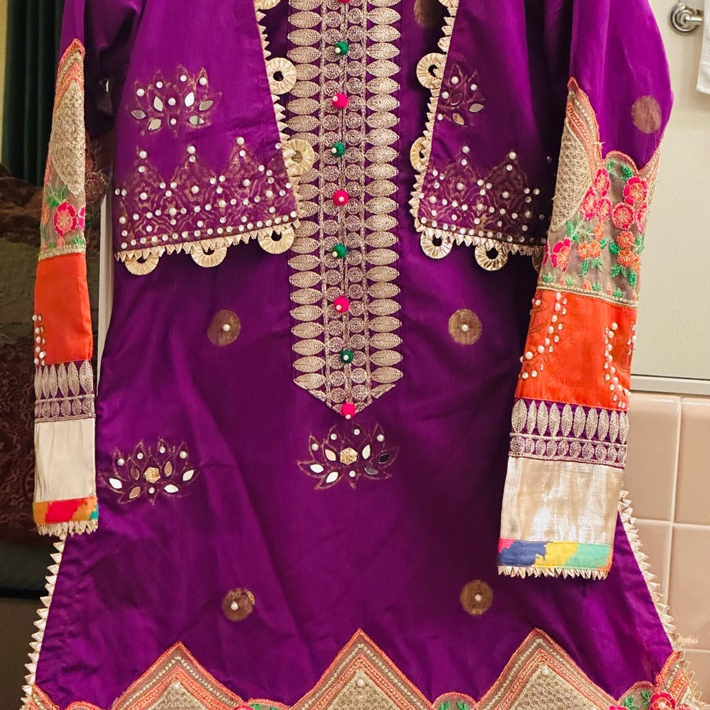 Vibrant Purple Embroidered Dress